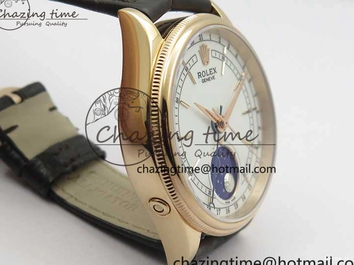 1229 Cellini 50535 Moonphase RG GMF Best Edition White Dial on Brown Leather Strap A Lightweight 2634